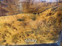 Art en relief en bois sculpté à la main vintage Naples 1955 réfugié yougoslave signé