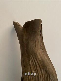 Art folklorique druidique en bois sculpté à la manière de Junior Cobb, bois flotté