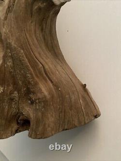Art folklorique druidique en bois sculpté à la manière de Junior Cobb, bois flotté