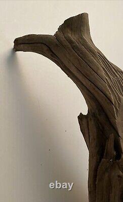 Art folklorique druidique en bois sculpté à la manière de Junior Cobb, bois flotté