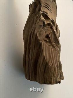 Art folklorique druidique en bois sculpté à la manière de Junior Cobb, bois flotté