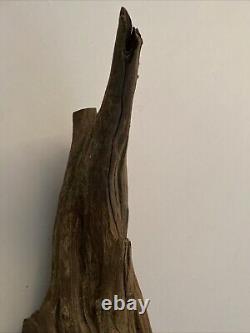Art folklorique druidique en bois sculpté à la manière de Junior Cobb, bois flotté