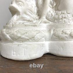 Art populaire Sculpté en pierre Sirène et Fontaine de Poisson Porte-bougie