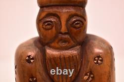 Art populaire VTG de Norvège, figurine en bois sculpté du dieu viking norrois Odin, boîte coulissante de 5,5 pouces