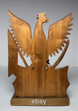 Art populaire ancien en bois peint sculpté en encrier de la Première Guerre mondiale JOZEF PILSUDSKI SOLDAT POLONAIS