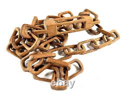 Art populaire ancien sculpté Bois sculpté Chaîne en bois IOOF Odd Fellows LONG