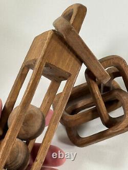 Art populaire ancien sculpté Bois sculpté Chaîne en bois IOOF Odd Fellows LONG
