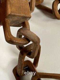 Art populaire ancien sculpté Bois sculpté Chaîne en bois IOOF Odd Fellows LONG