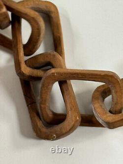 Art populaire ancien sculpté Bois sculpté Chaîne en bois IOOF Odd Fellows LONG