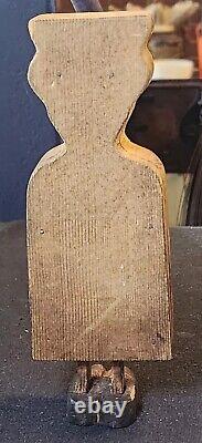 Art populaire antique Primitive Sculpté Masculin Mécanique Jouet en Bois Coquin et Coquin