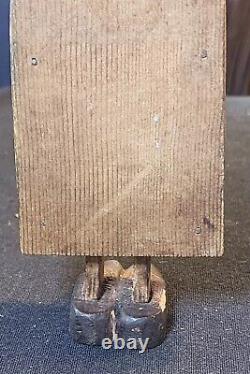 Art populaire antique Primitive Sculpté Masculin Mécanique Jouet en Bois Coquin et Coquin