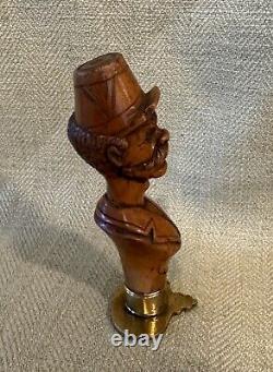 Art populaire antique : sceau de cire en bois sculpté et bronze de soldat par Jose Alcantara