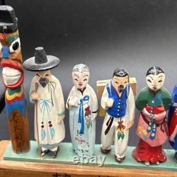 Art populaire coréen, figurines en bois sculptées à la main, milieu du siècle (BB)