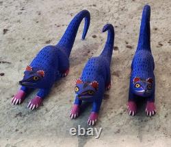 Art populaire de Oaxaca : sculpture sur bois de Moises Jimenez ? Mère opossum et bébés