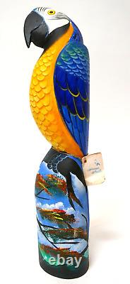 Art populaire de perroquet sculpté à la main en bois peint à la main