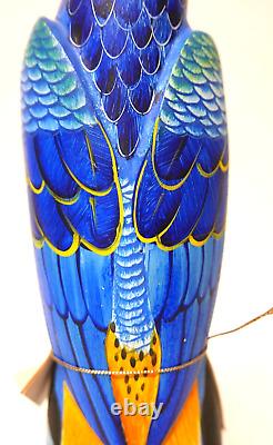 Art populaire de perroquet sculpté à la main en bois peint à la main