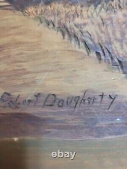 Art populaire en bois des Ozarks, sculpture en 3D de l'artiste Robert Daugherty, signée.
