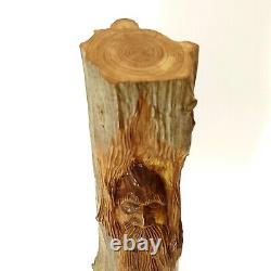Art populaire en bois sculpté à la main, esprit d'arbre vintage