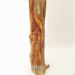 Art populaire en bois sculpté à la main, esprit d'arbre vintage