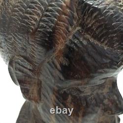 Art populaire en bois sculpté africain vintage Homme en ébène 6,5 pouces de haut Buste