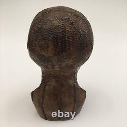 Art populaire en bois sculpté africain vintage Homme en ébène 6,5 pouces de haut Buste