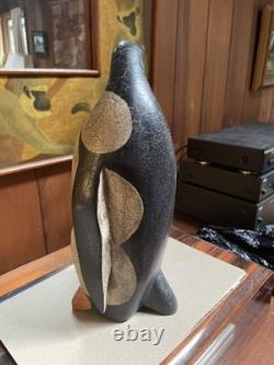 Art populaire en bois sculpté de manchot vintage