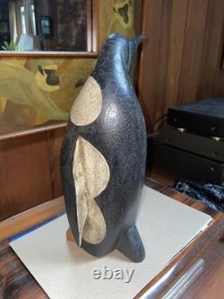 Art populaire en bois sculpté de manchot vintage