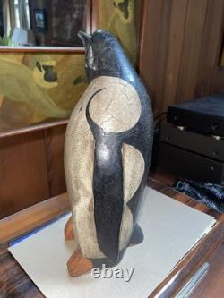 Art populaire en bois sculpté de manchot vintage