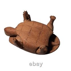 Art populaire en bois sculpté de tortue antique primitive, vintage des années 1800, époque de la guerre civile, 3,5 pouces