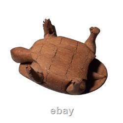 Art populaire en bois sculpté de tortue antique primitive, vintage des années 1800, époque de la guerre civile, 3,5 pouces