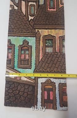 Art populaire en relief de Salvador Bahia Brésil, maisons en bois sculpté et peint, signé WAL 80