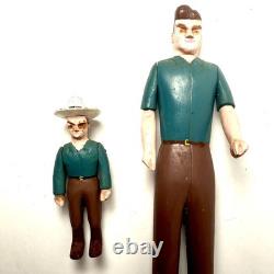 Art populaire hommes scouts en bois sculptés à la main, bras mobiles 4 et 8 figures
