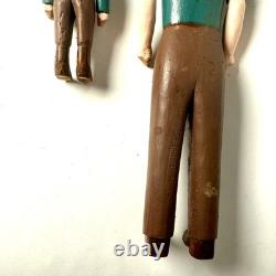 Art populaire hommes scouts en bois sculptés à la main, bras mobiles 4 et 8 figures