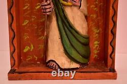 Art populaire mexicain ATQ Guerrero en bois sculpté de Jésus catholique Statue de Saint VTG