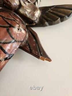 Art populaire mexicain sculpté dans du bois: sirène ailée ange Guerrero nautique 17 cryptide