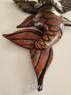 Art populaire mexicain sculpté dans du bois: sirène ailée ange Guerrero nautique 17 cryptide