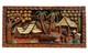 Art Populaire Mural Vtg Village Tropical Ferme En Bois Sculpté à La Main Peint En Relief élevé