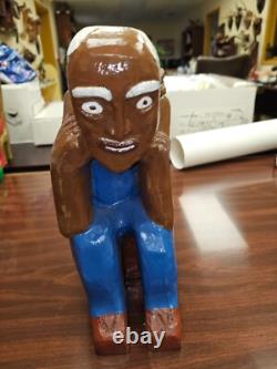 Art populaire outsider, sculpture sur bois, Joe McCuaig, Afro-Américain se reposant