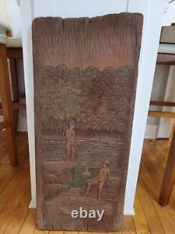 Art populaire précoce des Ozarks - Sculpture en bois en 3D de l'artiste Robert Daugherty, signée.