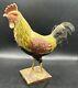 Art Populaire Primitif En Bois Sculpté D'un Coq Avec Des Plumes De Queue En étain 8