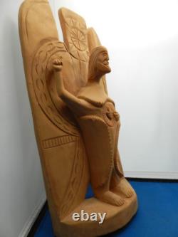 Art populaire primitif vintage, Saint en bois sculpté à la main 13, CHRIST/CRISTO, SACRÉ COEUR