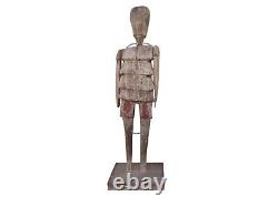 Art populaire sud-américain en bois fait main, squelette vintage primitif de 18 pouces