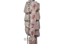 Art populaire sud-américain en bois fait main, squelette vintage primitif de 18 pouces