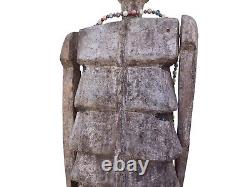 Art populaire sud-américain en bois fait main, squelette vintage primitif de 18 pouces