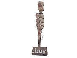 Art populaire sud-américain en bois fait main, squelette vintage primitif de 18 pouces