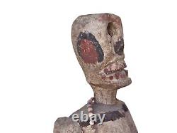 Art populaire sud-américain en bois fait main, squelette vintage primitif de 18 pouces