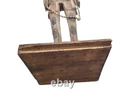 Art populaire sud-américain en bois fait main, squelette vintage primitif de 18 pouces