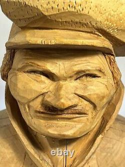 Art populaire suédois BENGT FRANSSON VTG Sculpture en bois sculpté ANCIEN SAMI Suède Signée