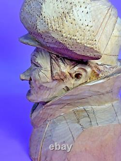 Art populaire suédois BENGT FRANSSON VTG Sculpture en bois sculpté ANCIEN SAMI Suède Signée