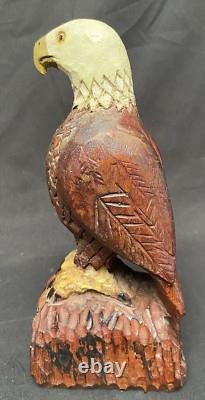 Art populaire vintage Aigle sculpté par un carver AR inconnu Bois sculpté 9 Americana 2 sur 3